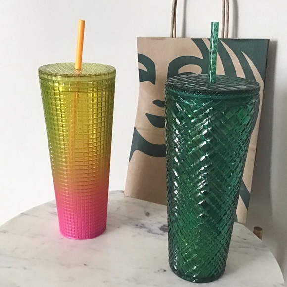 Starbucks Set Of Two Venti Tumblers Studded Grid New With Tag - Picture 8 of 9